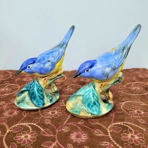 Pair of Beautiful Stangle Stangl Pottery Parula Warbler Bird Figurines 3583